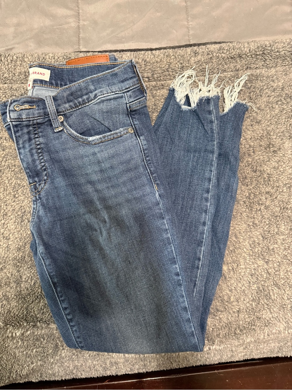 Lucky Brand Distressed Hem Mid-Blue Ankle Jeans
